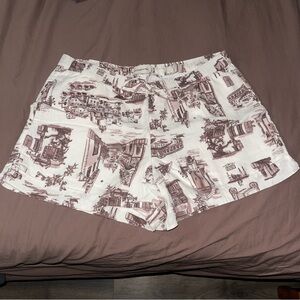 Abercrombie & Fitch White and Brown Printed Women's Shorts